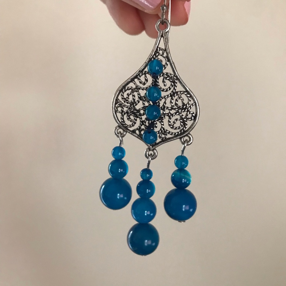 Dangling Statement Earrings, Handcrafted, Silver - image 2